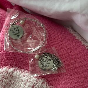 Silver 'Furever in My Heart' Necklace and bracelet